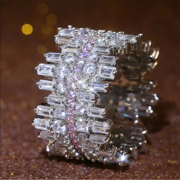 New Women’s 925 Silver White Pink Sapphire Ring - Picture 2 of 11